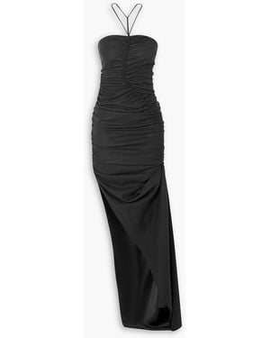 Supriya Lele Asymmetric Cutout Ruched Crepe Midi Dress - Black
