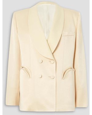 Blazé Milano Novalis Double-breasted Twill-trimmed Satin-crepe Blazer - Natural