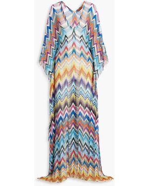 Missoni Fringed Metallic Crochet-knit Maxi Dress - Blue
