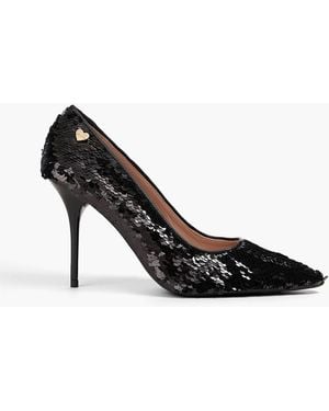 Love Moschino Sequined Tulle Court Shoes - Black