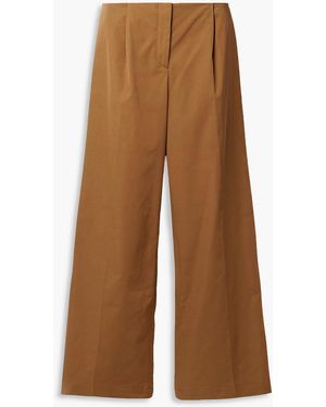 Interior Leila Embroidered Woven Wide-leg Trousers - Brown