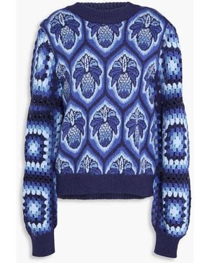 FARM Rio Jacquard-knit Jumper - Blue