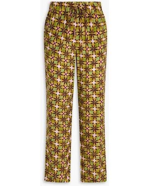 Saloni Printed Silk Crepe De Chine Straight-leg Trousers - Yellow
