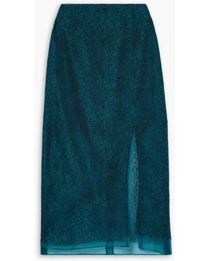 Jason Wu Layered Corded Lace And Silk-Organza Midi Skirt - Blue