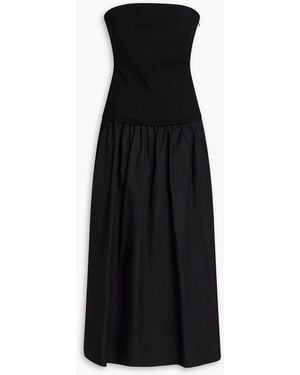 Rag & Bone Irina Strapless Ponte And Poplin Midi Dress - Black
