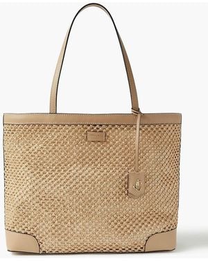 Jimmy Choo Nine2five tote aus raffiabast mit metallic-lederbesätzen - Natur