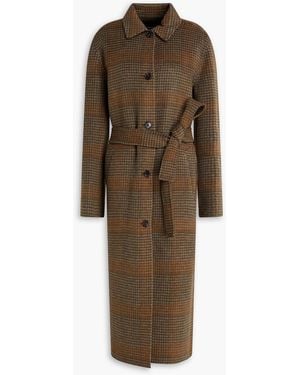 Theory Checked Wool And Cashmere-blend Felt Coat - Natural