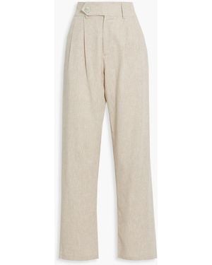 The Line By K Bettina Pleated Linen-blend Straight-leg Pants - White