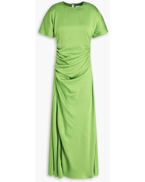 Jonathan Simkhai Gerafftes midikleid aus satin - Grün