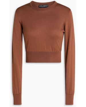 Dolce & Gabbana Cropped pullover aus seide - Braun