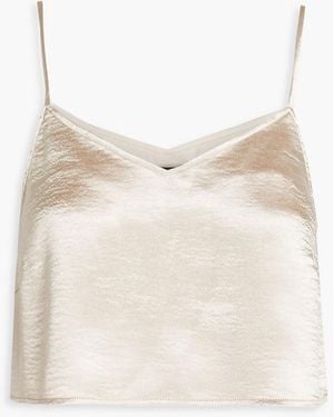 The Range Cropped Hammered-satin Tank - Natural
