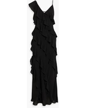 Mikael Aghal Ruffled Chiffon Maxi Dress - Black