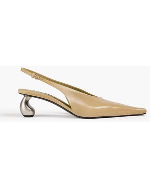 Jil Sander Leather Slingback Court Shoes - Green