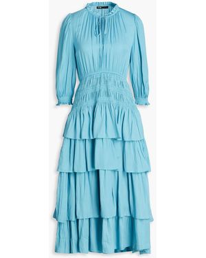 Maje Tiered Satin-crepe Midi Dress - Blue