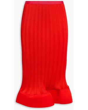 Jonathan Simkhai Fluted Shirred Satin Midi Skirt