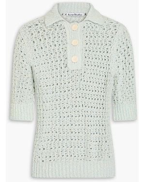 Acne Studios Crochet-knit Cotton Polo Shirt - White
