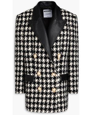 Moschino Double-breasted Houndstooth Wool-blend Tweed Blazer - Black