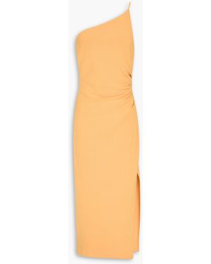 Bec & Bridge Nala One-Shoulder Ruched Stretch-Crepe Midi Dress - Yellow