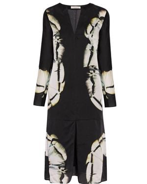 Halston Printed Silk Dress - Black