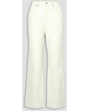 Goldsign The Multi Stitch Leather-Blend Straight-Leg Pants - White