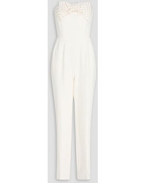 Saloni Sabine Strapless Embellished Crepe Jumpsuit - White
