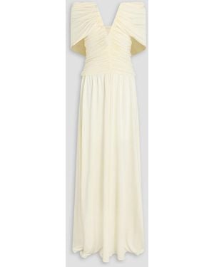 Magda Butrym Off-the-shoulder Ruched Jersey Maxi Dress - White