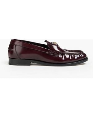 Versace Medusa Embellished Leather Loafers - Red