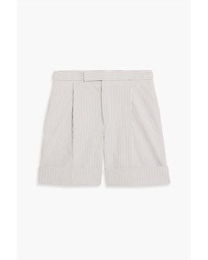 Thom Browne Striped Cotton-Seersucker Shorts - White