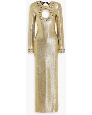 Rabanne Cutout Embellished Stretch-Jersey Maxi Dress - Natural