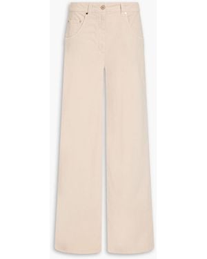 Brunello Cucinelli Cotton-Blend Corduroy Wide-Leg Trousers - Natural