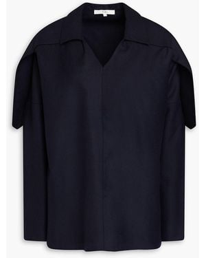Tibi Draped Wool-twill Top - Blue