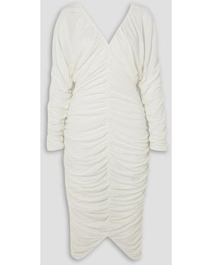 Interior Beatrice Ruched Stretch-jersey Midi Dress - White