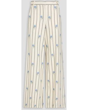 Erdem Printed Wool-Blend Twill Wide-Leg Trousers - Natural