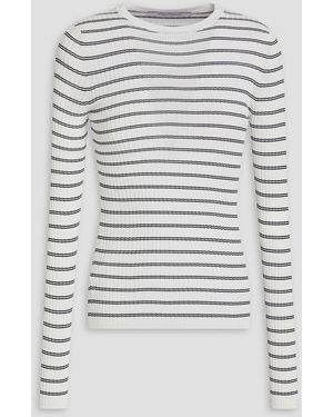 Another Tomorrow Gestreifter pullover aus rippstrick - Grau