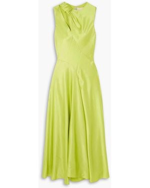ROKSANDA Alma Asymmetric Knotted Silk-satin Midi Dress - Green