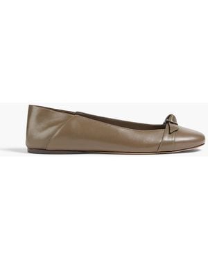 Alexandre Birman Clarita Leather Collapsible-Heel Ballet Flats - White