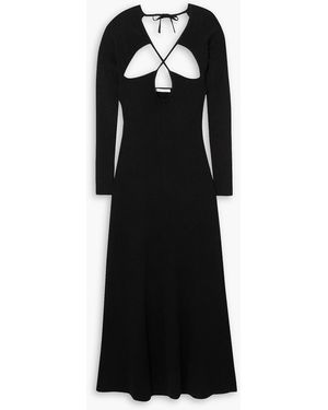 NINETY PERCENT Miyah Cutout Ribbed-knit Midi Dress - Black