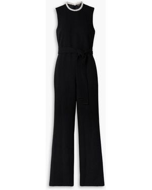 Adam Lippes Barclay Belted Embellished Wool-Crepe Jumpsuit - Black
