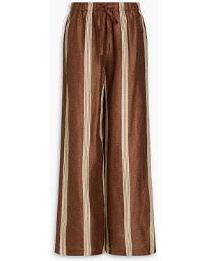Rag & Bone Olivia Striped Linen And Silk-Blend Wide-Leg Trousers - Brown