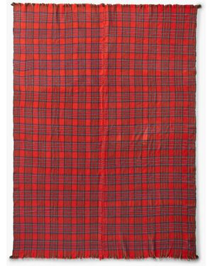 The Elder Statesman Fringed Checked Cashmere Throw - Red