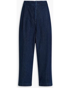 YMC Pleated High-Rise Tapered Jeans - Blue