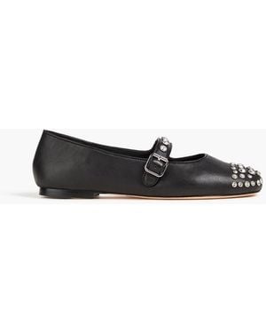 Sandro Crystal-embellished Leather Mary Jane Flats - Black