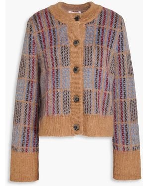 Veronica Beard Cardigan "jacira" aus einer mohairmischung mit intarsienmuster - Braun