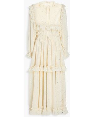 Stella Nova Barbara midikleid aus voile mit rüschen - Natur