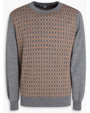 Canali Argyle Jacquard-Knit Merino Wool Jumper - Brown