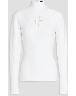 Mugler Cutout Stretch Turtleneck Top - White
