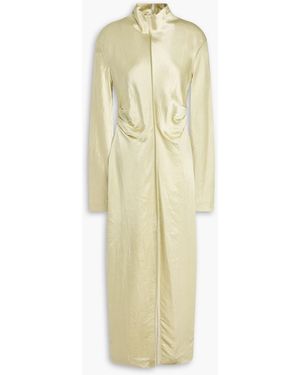 Nanushka Draped Satin-Twill Midi Dress - White