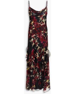 Nicholas Ruffled Printed Silk-chiffon Gown - Purple