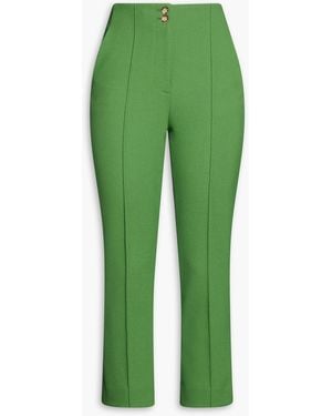 Veronica Beard Kean Cropped Woven Slim-Leg Trousers - Green