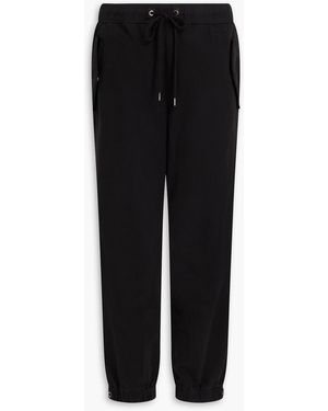 James Perse Cropped Stretch Cotton And Lyocell-Blend Twill Track Trousers - Black